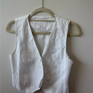 Mango Ivory Button-Up Vest